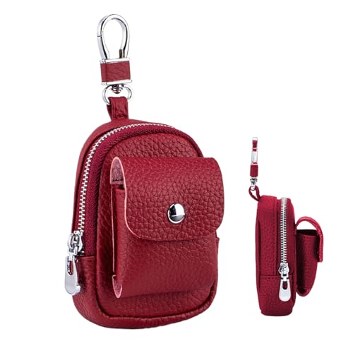 Evita pérdidas con este mini llavero de mochila rojo y clip metálico