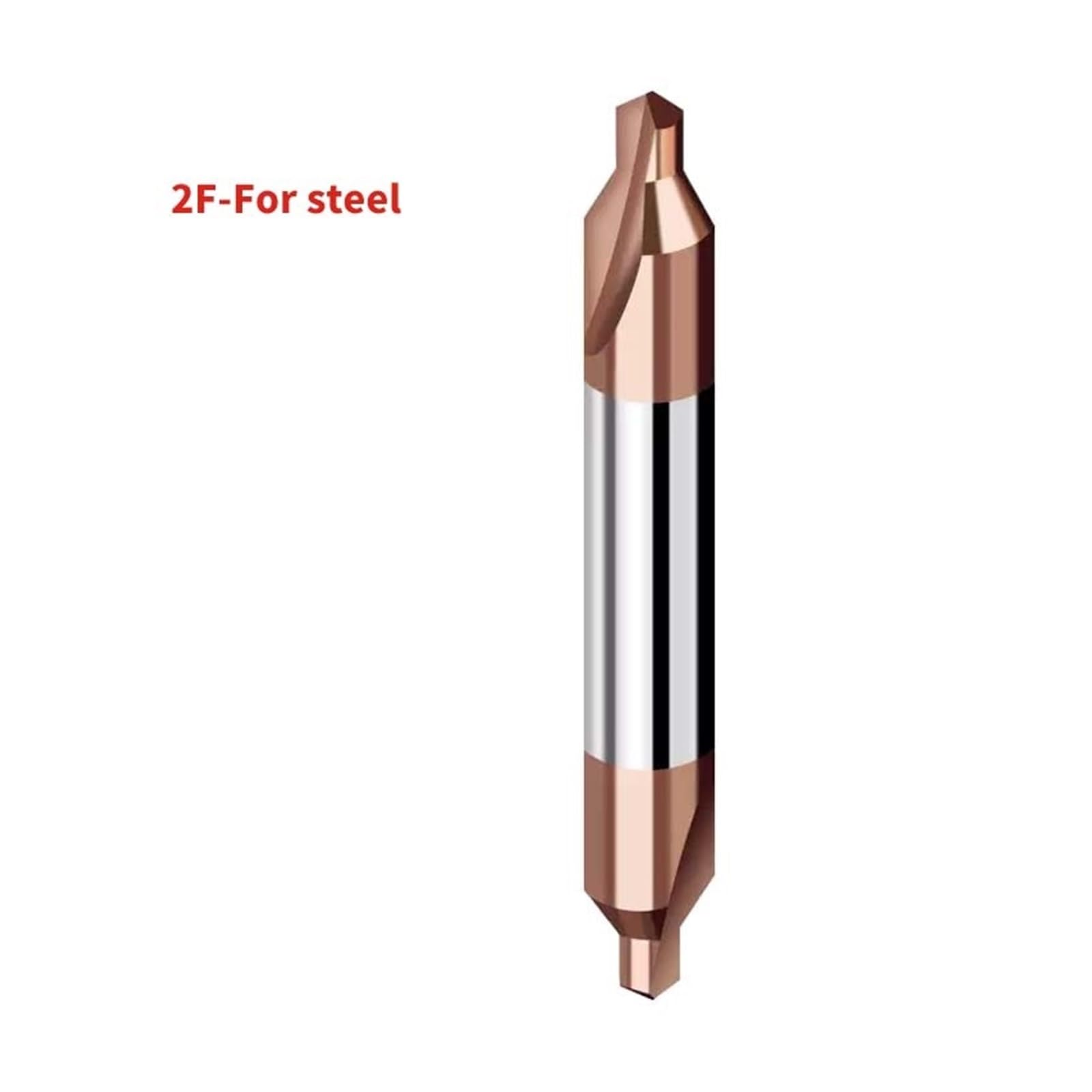 Brocas centrales Broca central de doble cabezal de carburo HR60, broca central de acero de tungsteno, 1 pieza(2F steel,1X60AX4DX100)
