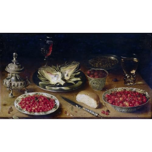 ARTICULOZY Lienzo decorativo para pared, diseño de bodegón (1624) (46,5 x 79) (Amsterdam, Rijksmuseum), 76,2 x 101,6 cm, listo para enmarcar, ideal para decoración del hogar o la oficina, gran idea de