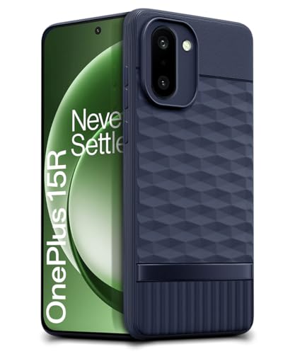Image of WOW IMAGINE Back Cover for 1+ OnePlus 15R 5G 2025 with Hexa Cube Design | Ultra Slim Soft Rubberised Case | Inner Velvet Fabric | Silicone Flexible Mobile Case | Camera Protection - Blue