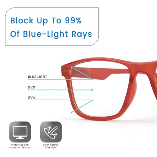 Image of UV Protection Glasses Blue Cut Blocking Harmful Rays Glasses for Men & Women Zero Power Computer Specs Eye Protection Lightweight Frame with Case & Cleaning Cloth
