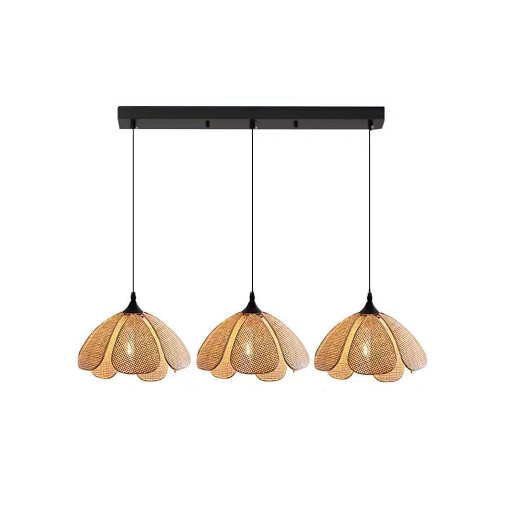 Wisząca Lampa Boho Naturalny Rattan Ręcznie Pleciona Wisząca Lampa E27 120cm Regulowana Wysokość Lampa Sufitowa 3 Rozmiary Jadalnia Salon Sypialnia Kuchnia Kawiarnia Hotel(N-rectangular chassis)