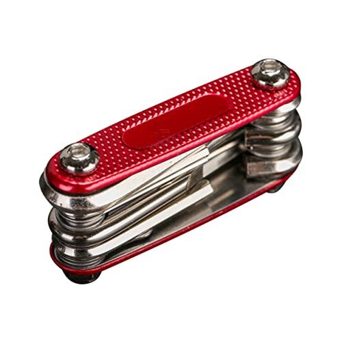 HONMEET 1Pc Multi Function Folding Socket Tool Kit for Bicycle Repair Durable Wrench for Tire Puncture Fixing Portable and Easy to Use Tool for Outdoor Cycling Red
