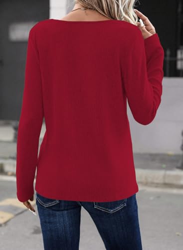 Image of LOLONG Womens Long Sleeve V Neck T Shirts Casual Basic Work Tops Trendy