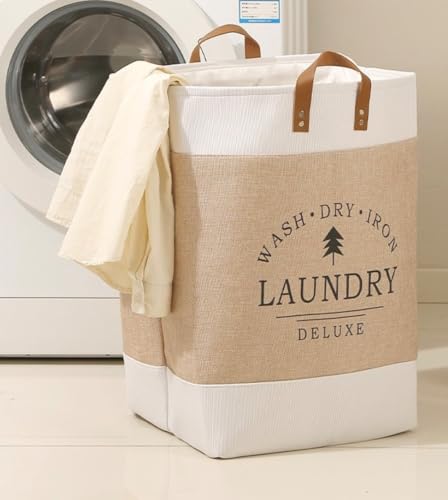 TNLG Bathroom Dirty Clothes Organizer Baske, Foldable Clothes Hamper, Foldable Storage Basket, Linen Laundry Hamper, Large Laundry Basket 65L