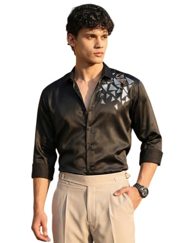 Image of IndoPrimo Men's Stylish Satin Shirt for Party, Formal, Daily and Casual Wear Full Sleeve Shirt for Mens - Trio