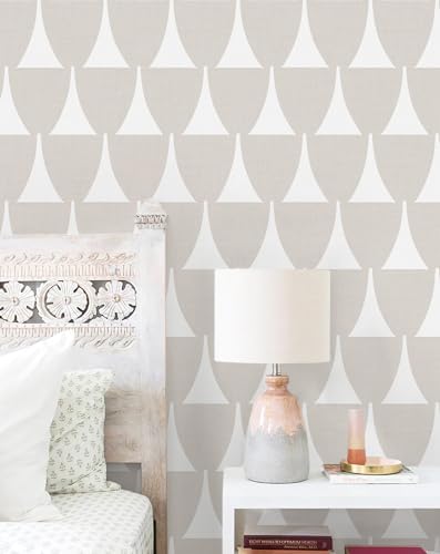 MelunMer Taupe Geometric Peel and Stick Wallpaper Boho Contact Paper Modern Self Adhesive Removable Wallpaper for Bathroom Waterproof Drawers Contact Paper for Cabinets Bedroom Wall Decor 17.3