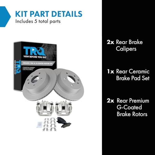 Image of TRQ Rear Brake Pad and Rotor Set Ceramic Vented Rotors Calipers