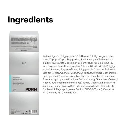Image of VT COSMETICS PDRN Daily Hydrating 30 Sheets Mask, Vegan PDRN Face Masks with Ceramide, Hyaluronic Acid & Panthenol, Ultra-Thin Moisturizing Mask for Glass Skin & Daily Hydration, Korean Skincare