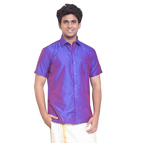 Image of THANGAMAGAN MENS SHIRT M S BLUE SIZE 36