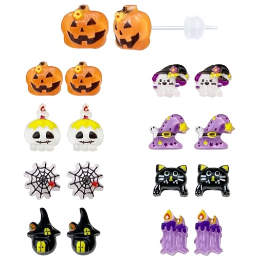 Plastic Earrings for Sensitive Ears Pumpkin Studs Halloween Earrings for Women