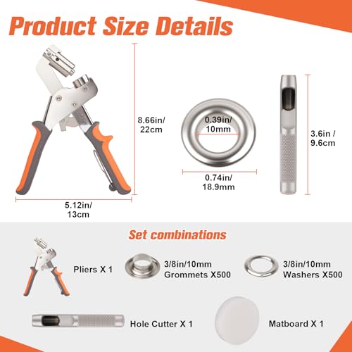 500Pcs 3/8Inch Grommet Tool Kit