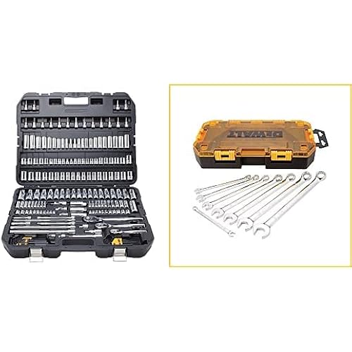 DEWALT Mechanics Tool Set, 192-Piece with Combination Wrench Set, SAE, 8 pieces (DWMT75049 & DWMT73809)