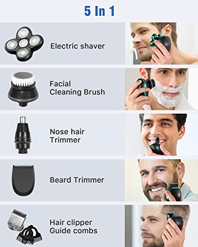 OriHea Electric Shavers for Men, 5 in 1 Head Razors for Bald Head, Hair Clippers Beard Nose Hair Trimmers and Grooming Kit, Fast-Charging LED Display Waterproof Shaver - Thumbnail 7