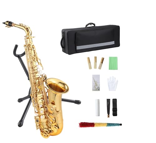 Tenor Saxophone for Beginner Kit with Cleaning Cloth Case Mouthpiece Neck Strap Reeds
