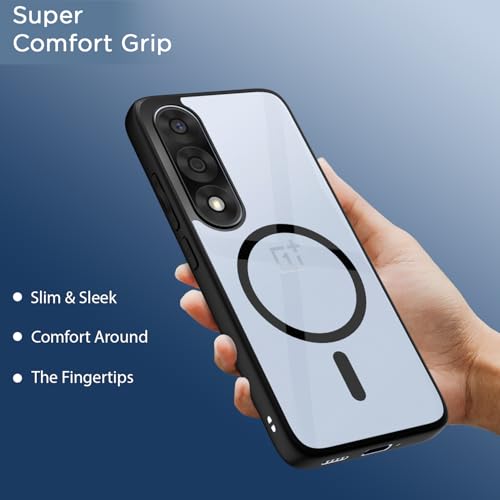 Image of Amazon Basics TPU+PC Back Cover for OnePlus Nord 5 5G Compatible with Mag-Safe | Shockproof Design | Hard Transparent Back Case (Black Mag-Safe)