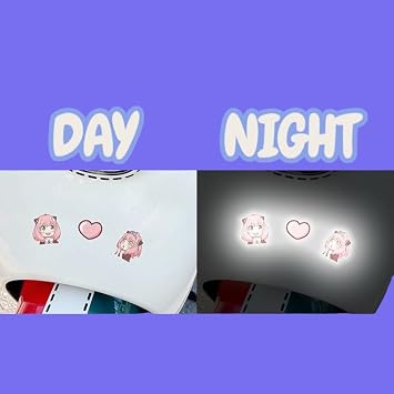 Anya Sticker High Reflective Anya Vinyl Sticker Kawaii Car Decals Cute Waterproof Vinyl Anime Car Decor, Night Glow Safety Sticker Diamond Grade High Visibility for Night Riding Bumper Helmet