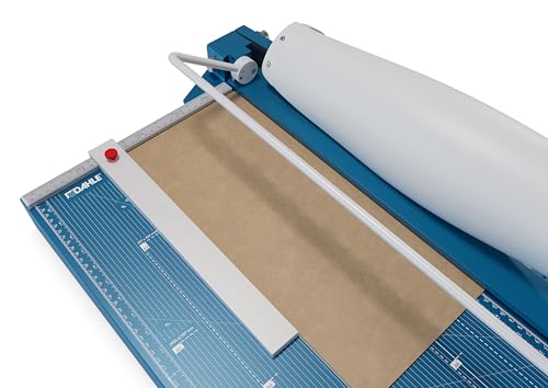 Dahle 597 krajalnica dźwigniowa z ręcznym prasowaniem i nożem do materiału (550 mm do DIN A3, wysokość cięcia 3,5 mm, metalowy stół), niebieska