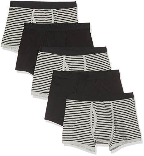 find. Belk073m5 calzoncillos hombre, Multicolor (Black & Grey Stripes/Black), 50 (Talla del fabricante: Medium), Pack de 5