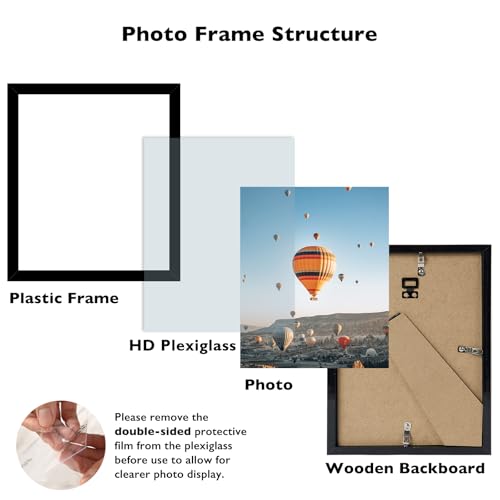 Image of JCJMY 10x12 Picture Frame Black for Wall Hanging, Wall Mounting Horizontally or Vertically, 10 x 12 Wall Gallery Poster Photo Frame with Shatter Resistant Plexiglass, Black