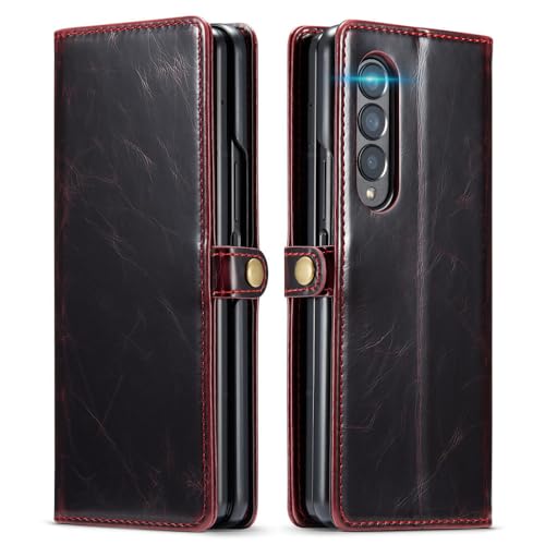 Étui de protection Samsung Z Fold 5 anti-rayure avec fente carte rouge