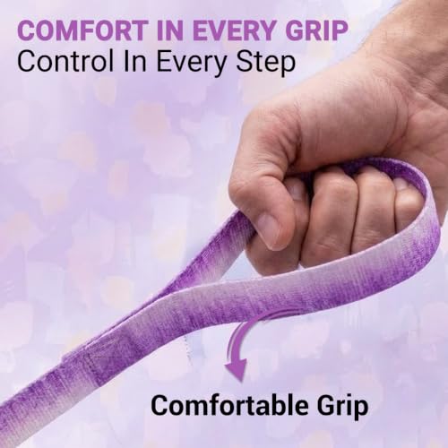 Image of Bowlers Dog Leash for Small, Medium & Large Dogs | Violet & White Design | Durable Nylon Pet Walking Lead | Strong Metal Hook | Comfortable Grip for Daily Walks & Training