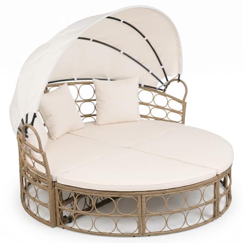 Tangkula Round Outdoor Patio Daybed...