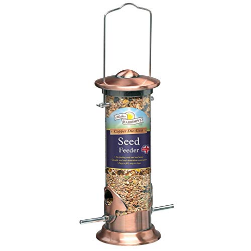 Walter Harrison's Copper Plated Die Cast Wild Bird Seed Hard-Wearing Hanging Feeder - Medium - 35 cm, Bronze