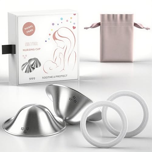 Image of luxury little Silver Nursing Cups for Breastfeeding Moms, Pure 999 Sliver Nipple Shield, Comfortable Lactation Care for Postpartum Nursing Moms, Breastfeeding Essential, Easy to Clean & Reuse, Large
