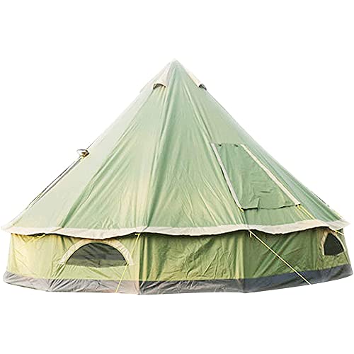 DEKIMOW 5-8 People 4M Pyramid Tent Round Bell Tent Canvas Yurt Tent 210D Oxford India Tent Waterproof Family Tent Portable Privacy Tent for Camping Outdoor Hu