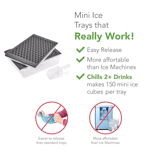 Image of Tovolo Mini-Ice-Cube Tray Set with Twist & Release Mini Nugget Ice Cube Trays, BPA Free Silicone Mini-Ice Tray with Storage Bin & Mini Scoop,Stackable Dishwasher Safe Mini-ice-Cube Trays (Pack of 24)