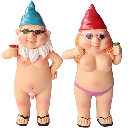 Kleine Gartenzwerg-Statue, 2 Stück nackte...