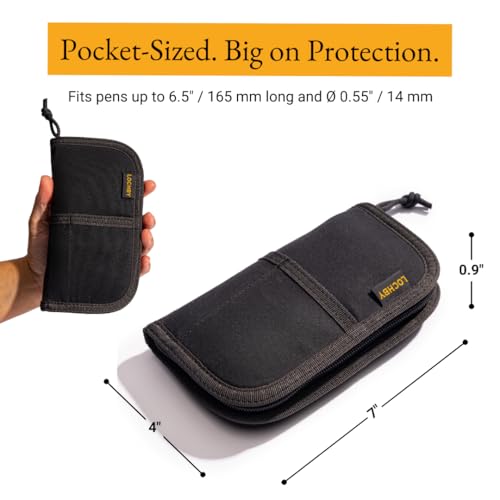 Image of LOCHBY Quattro | Slim and Elegant Pen Pouch, Durable Waxed Canvas, Lightly Padded for Fountain Pen and Mechanical Pencil, Compact Design Holds 4 Pens, for Everyday Carry, Travel and Creative Artists