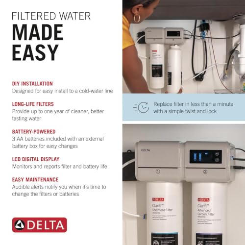 Image of Delta Clarifi Advanced 2 Stage Under Sink Water Filter System, Water Filter for Kitchen Sink Beverage Faucet, DWQ3502020