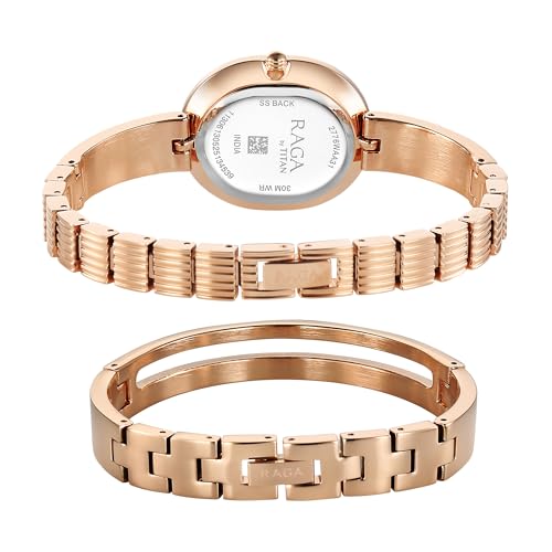 Image of Titan Raga Contempore Quartz Rose Gold Round Dial Men's Watch | Brass Solid Link Strap Material | Watches for Man | Watches for Men Analog - 2776WM01F