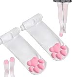 SIROLISA Niedliches Katzenpfote Kostüm, Kawaii Katze Cosplay Kawaii Weiche 3D Zehen Bohnen Fingerlose Katzenklaue Pfoten Cosplay Set für Frauen (Weiß Socken)