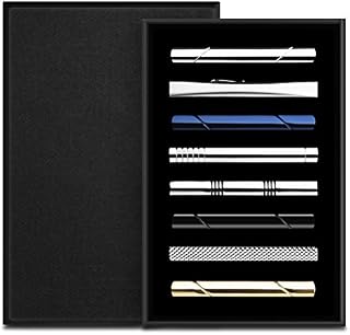 HBselect Mens Tie Clip/Pin, Tie Clip Bar Set, Copper Metal Gold Tie Clip/Pin for Men with Gift Box (8 Pcs) (Design A)
