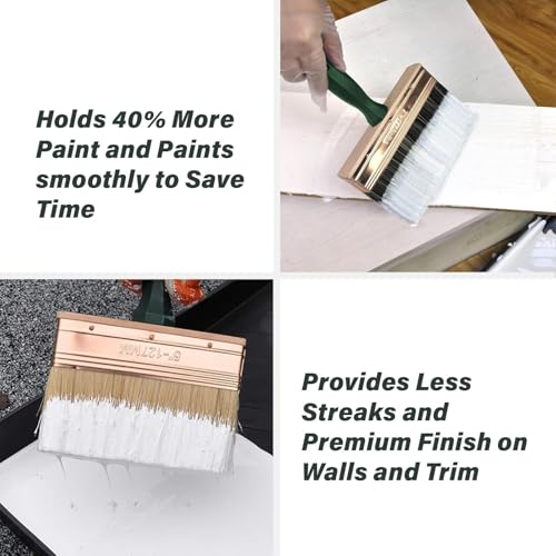 8 Inch Professional Paint Brush with Extendable Handle - Thick Synthetic Bristles for Walls, Ceilings, Fences, Quick Coverage, Durable for Latex & Oil-Based Paints