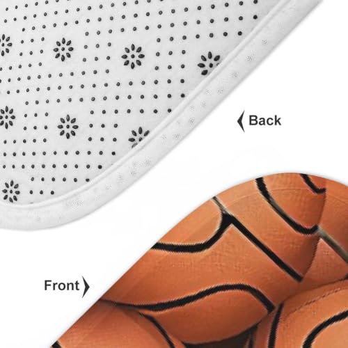 Juego de tres tapetes de piso de terciopelo coral con estampado de baloncesto naranja miniatura 7