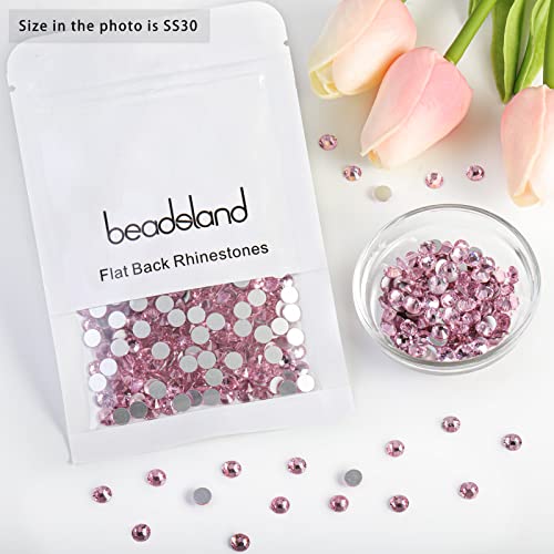 Image of Beadsland Flat Back Crystal Rhinestones, Light Pink, SS30, 576pcs | Flatback Glass Gems, 6.3-6.5mm, for Nail Art Craft, Glue Fix,Light Rose