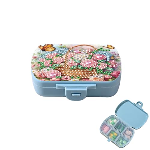 Image of ARTopet Diamond Art Painting Mini Storage Box with 6-Grid Creative Design Compact Portable Small Case for Purse Travel Daily-Flower Basket02