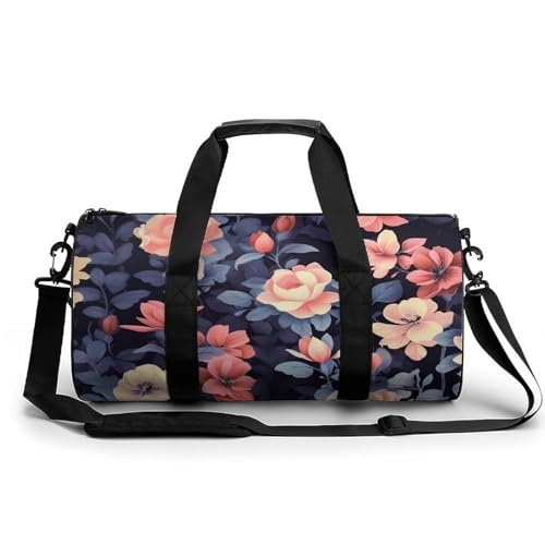 Duffel Bag Vintage Floral Printed Foldable Gym Bag for Men Women Duffle Bag Lightweight with Inner Pocket for Travel Sports