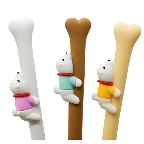 6 bolígrafos con diseño de perro caricatura tinta negra miniatura 5