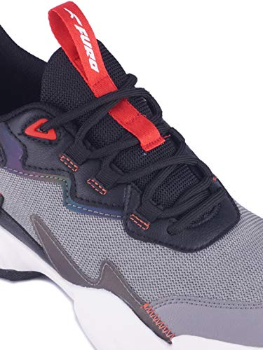 FURO Lace Up Comfortable Stylish Outdoor Running Sports Shoes for Men R1046 Grey
