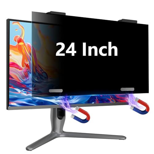 Image of Magnetic 24 Inch Privacy Screen for Monitor 16:10 Aspect Ratio Hanging Removable Privacy Screen for Computer Monitor, Anti Glare Blue Light Filter, Eye Protection