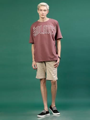 Image of Rigo Back Printed Half Sleeves Round Neck Oversized T-Shirt for Men | Drop Shoulder T-Shirt for Men | Loose Baggy Fit T-Shirt for Men