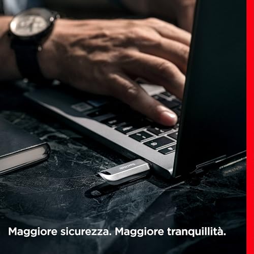 Ultra Luxe Unità Flash USB Type-C 512GB (con velocità fino a 400 MB/s, prestazioni USB 3.2 Gen 1,Prestazioni USB 3.2 Gen 1,Design Premium e Corpo in Metallo,Elegante Clip) Argento - Chiavetta USB - Immagine 6