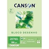 Bloco Desenho Branco A3 180g/m², Canson, 66667165, Branco natural, 20 Folhas