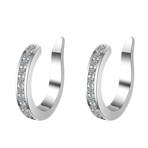 1/2 Pares Pendientes Corrector Orejas Soplillo Mujer, Pendientes Clip Acero Inoxidable Sin Perforación Pendientes Aro Plata Hipoalergenicos para Mujer Hombre (A)