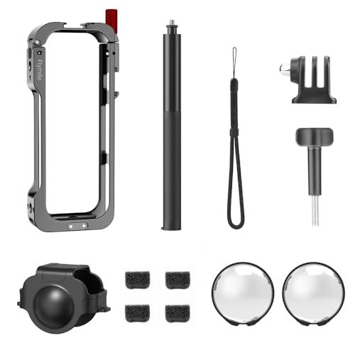Flymile用 Insta360 X5用ケージ用メタル カメラアクセサリー シリコンレンズカバー用アルミ保護ケース フレーム用多機能(1.3M invisible)